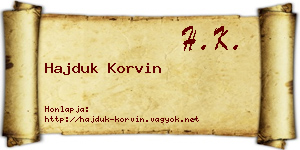 Hajduk Korvin névjegykártya